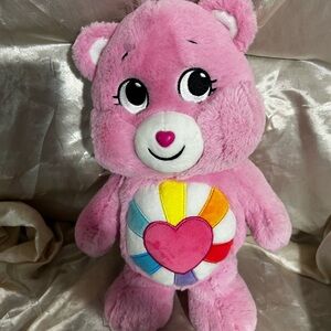Care Bears Hopeful Heart Bear Pink Plush Stuffed Animal Rainbow 13"